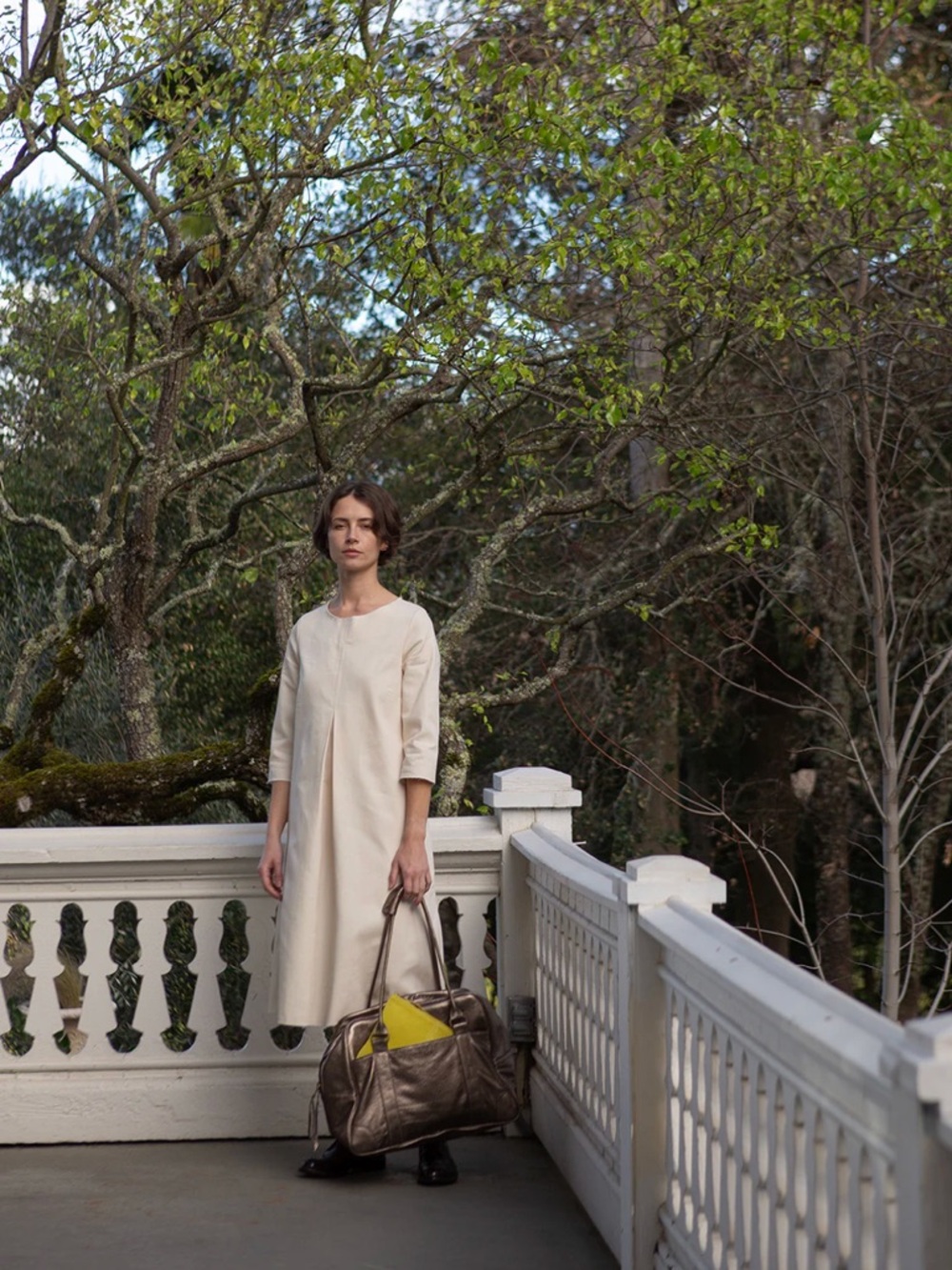 Erica Tanov RYE COTTON CANVAS DRESS in eggplant size 1 (small) - Picture 3 of 9